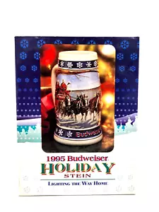 1995 Budweiser Urlaub Bier Stein Beleuchtung nach Hause Clydesdales LN offene Box - Bild 1 von 18