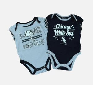 Infant Girl Chicago White Sox 2-Pack Bodysuit Set Black Gray Bodysuits Sz 3-6M - Picture 1 of 8