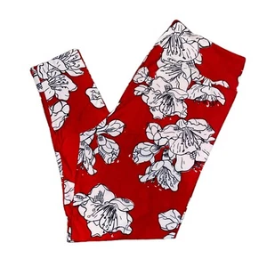 Girls S/M LuLaRoe ~ RED FLORAL ~ Leggings; SIZES 2-8; Kids VALENTINE'S DAY - Picture 1 of 4
