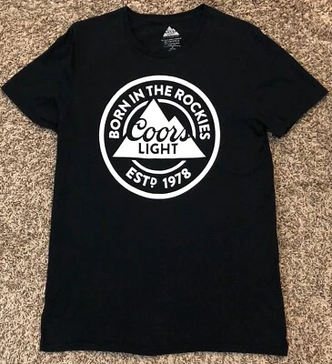 Coors Light Beer Born In The Rockies Estd. 1978 Men's Black T-Shirt Size Medium - Image 1 of 4
