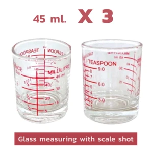 Glass Measuring Cup with Scale Shot Glass 1.5 Oz./45 ml. Liquid Heavy Glass X3 - Picture 1 of 5