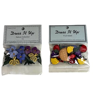 Dress It Up Buttons Jesse James 2 pack (12 pcs) Fruit Salad & Nature Collection - Picture 1 of 4