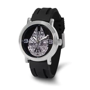 Star Wars Millennium Falcon Men's Sliver Vintage Alloy Black Rubber Watch - Picture 1 of 1