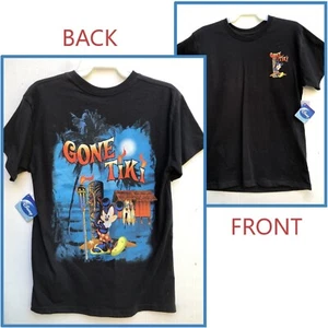 Disney Mickey Mouse GONE TIKI Boys L-10/12 Shirt Hawaiian Beach Surf Boards Hut - Picture 1 of 6