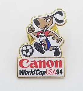 FIFA World Cup Soccer USA Pin Striker Dog Mascot Pin Pinback Button - Picture 1 of 2