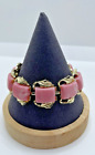 Pink Rectangle Gold Tone Bracelet Fashion Jewelry Unmarked