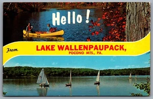 Postcard Lake Wallenpaupack PA c1960s Hello From Lake Wallenpaupack Pocono Mts - Picture 1 of 2