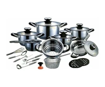 Set di pentole antiaderenti per induzione in acciaio inox da 23 pezzi A.M.C. - Immagine 1 di 4