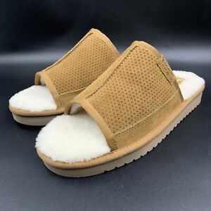 Koolaburra by Ugg Dawson Slide Sandals Mens Size 11 Chestnut Suede Fur Org $69