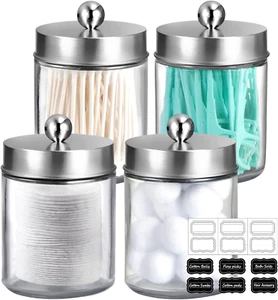 4Pc Apothecary Jars Bathroom Vanity Storage Organizer Set -Countertop Canister w - Picture 1 of 8