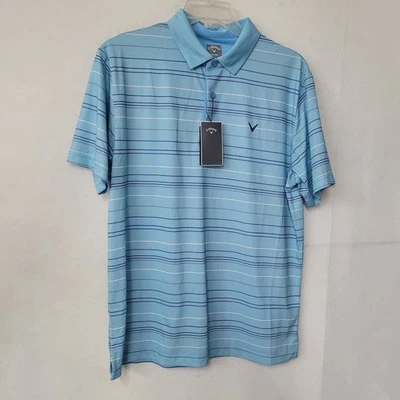 Callaway Shirt Men's Large Blue Stripe Polo Shirt Opti-Dri Golf Performance UPF - Image 1 of 4