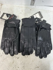 SCHWARZE schwere LEDERHANDSCHUHE Handgelenk verstellbarer Riemen Made Pakistan Set 3 #D6 - Bild 1 von 8