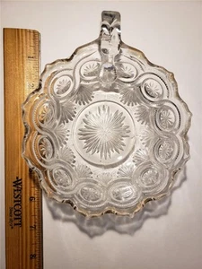 Plato de monedas de caramelo vintage cristal borde dorado mango pañal 6" Bullseye Star vidrio de EE. UU. - Imagen 1 de 6