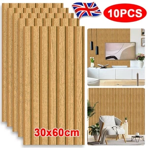 10x Wooden Slat Panelling Wallpaper for Home 3D Wood Panel Effect Wall Stickers - Picture 1 of 10