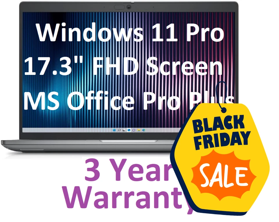New HP 17.3" Fast Intel 3.1GHz Quad Core, 8GB Ram, UHD, Windows 11 Pro + Office - Image 1 of 4