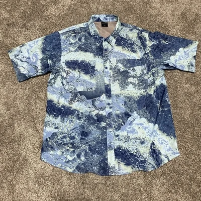 Realtree Fishing Blue Button Up Men’s XXL Lightweight Breathable Camo Style - Image 1 of 4