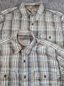 Carhartt Force Herren Relaxed Fit Kariertes Kurzarm Hemd L Knopfleiste 2 Stück - Bild 1 von 7