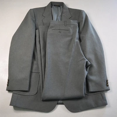 De Colección Haggar 44L 34x34 Gris Dorado Botón Hombres Chaqueta Pantalones Traje Foto 1 de 4