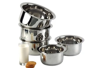 5 Pcs Stainless Steel Pot Set Without lid - 0.8 Litre, 1 Litre, 1.4 Litre, 1.... - Bild 1 von 8