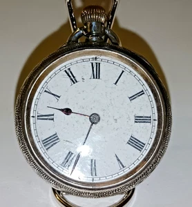Vintage Damen 0,935 Silber Schlüsselaufzug Emaille Faced Taschenuhr, nicht läufer - Bild 1 von 8