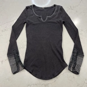 Free People We The Free Kyoto Cuff Long Sleeve Thermal WASHED BLACK / Gray - Picture 1 of 7