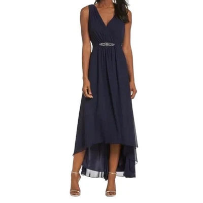 Eliza J Embellished high low chiffon dress gown blue size 8 - Image 1 of 4