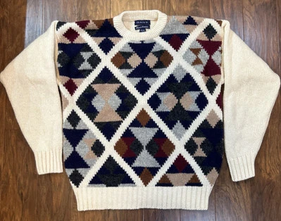 Suéter Gant Mano Intarsia Geométrico Mezcla Lana Blanco Talla L Foto 1 de 4