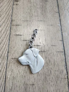 I Love My Rottweiler Head Dog Harris Fine Pewter Pendant USA Made 1982 Vintage - Picture 1 of 10