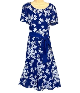 New Jacques Vert dress 16 Chiffon Cobalt Blue White Exclusive Print Wedding - Picture 1 of 14