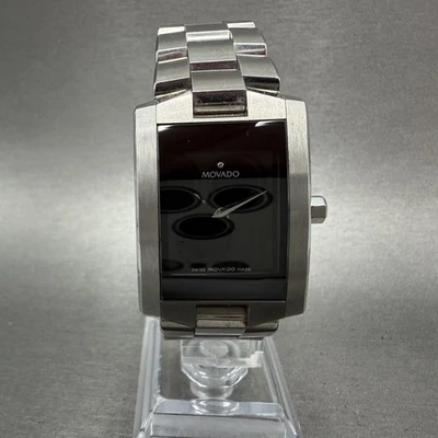 Reloj Movado Eliro Mujer 22mm Esfera Negra Acero Inoxidable 84-C1-455A Batería Nueva Foto 1 de 4