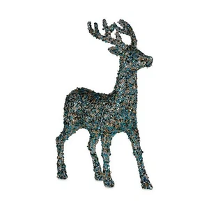 Decorazione Renna Media 15x45x30 cm Blu Oro Plastica - Foto 1 di 1