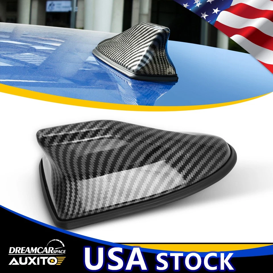 Carbon Fiber Roof Fin Antenna Shark Car SUV Aerial Radio FM/AM Signal Universal - Image 1 of 4