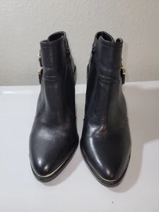 Gianni Bini Leder Stiefel mit Absatz Riemchen Schnallen Bootie 7,5 M Schwarz. Gebraucht - Bild 1 von 11