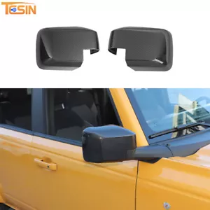 2pcs Rear View Mirror Cover Trim Shell Decor For Ford Bronco 2021+ Carbon Fiber - Picture 1 of 12