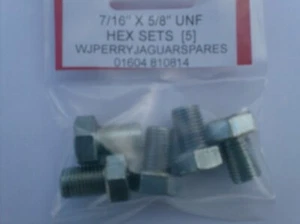 HEX HEAD SET SCREWS BOLTS 7/16" UNF X 5/8" LONG X 5 -UFS143/5 - SH607051 - Picture 1 of 1