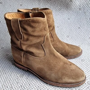 Isabel Marant Crisi Western Suede Flat Booties Eur 38 - Picture 1 of 23