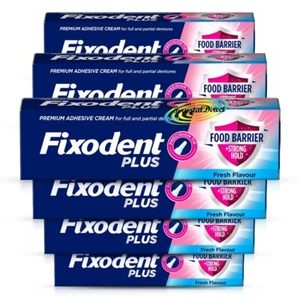 6x Fixodent Plus Lebensmittelbarriere FRISCHER GESCHMACK Zahnersatz Haftcreme 40g - Bild 1 von 1