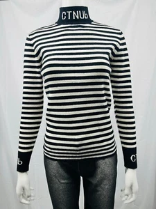 Langarm gestreifter Winterpullover Damen Strick Rollkragen Pullover Oberteile Gr. M - Bild 1 von 5