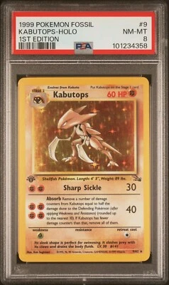 PSA 8 Kabutops 9/62 Fossil Holo 1st Edition Pokemon Card - Image 1 of 2