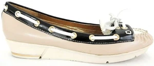 Libby Edelman Damenschuhe Bristol Gr. 6 M cremebraun schwarz Lack Keilabsatz Boot - Bild 1 von 10