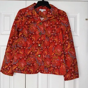 Pendleton Women's Size S Cotton Spring Summer Jacket orange paisley career - Picture 1 of 11