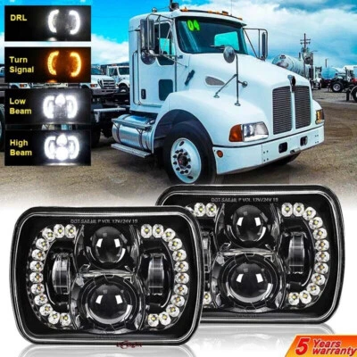 para Kenworth T300 1997-2010 caminhão basculante par 7x6" faróis LED Hi-Lo feixe de giro - Imagem 1 de 4