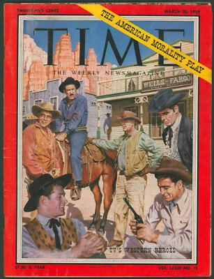 Vintage Time Magazine March 30, 1959 ~ Westerns, Gunsmoke, Maverick, Wagon Train - Image 1 of 3