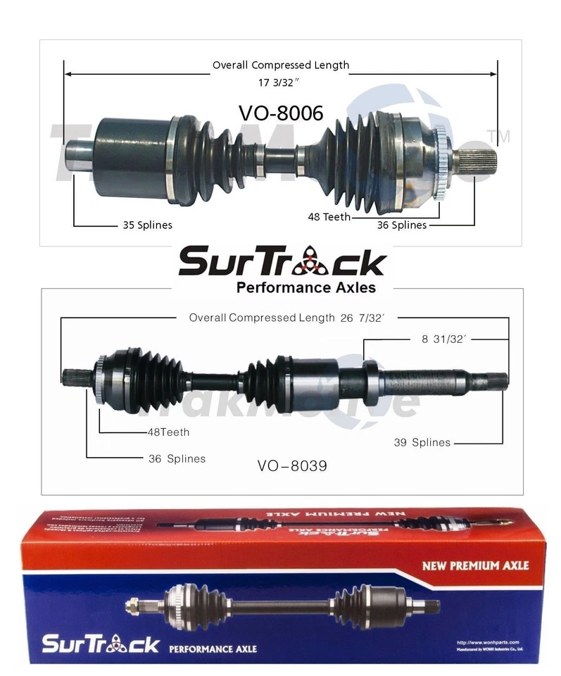 Juego SurTrack par de ejes delanteros CV para Volvo S80 tracción delantera 1999-2006 Foto 1 de 1