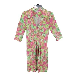 Lilly Pulitzer Damen Kleid Seide Blayney Medium Faux Wickel Blumen Büro Karriere - Bild 1 von 12
