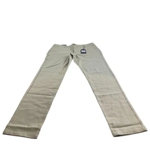 Ben Sherman Men's Khaki Slim Fit Linen Blend Chino Pants Sz 33 x 34 NWT - Picture 1 of 7