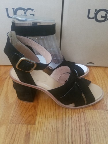 Sandali donna Ugg Sandra in pelle nabuk neri taglia 7 nuovi con scatola