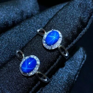 Anillo de compromiso Lindy Star natural 925 anillos de zafiro estrella azul d... - Imagen 1 de 5