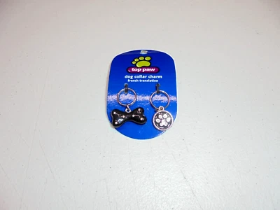 Paquete de 2 colgantes de flor de hueso con dije de collar de perro con patas superiores Foto 1 de 2