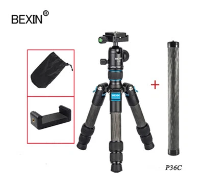 Portable Carbon Fiber Tripod Travel Tabletop Stand With Ball Head Extension Rod - Image 1 of 4